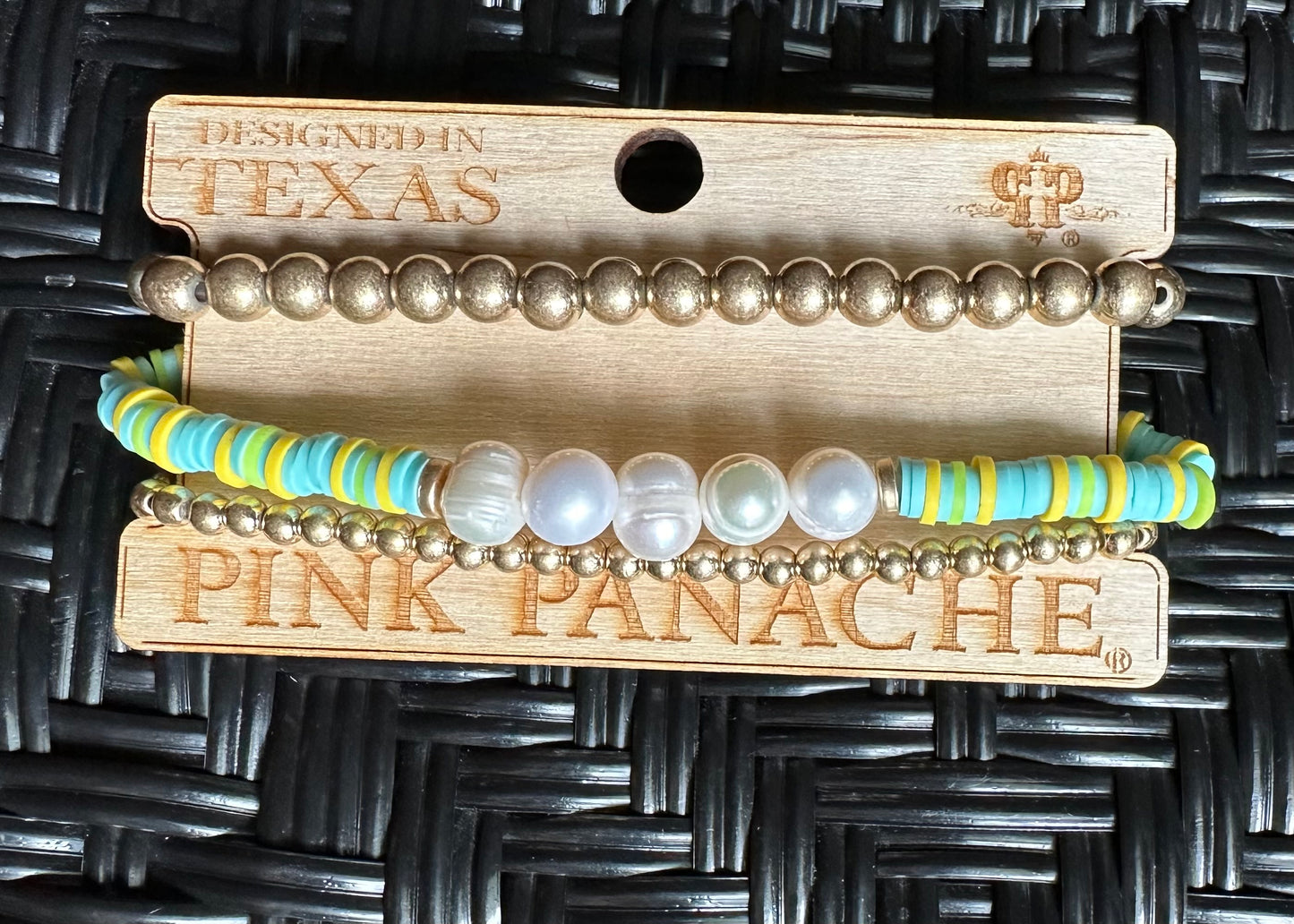 Pink Panache Bracelet Stack (Green/Gold)