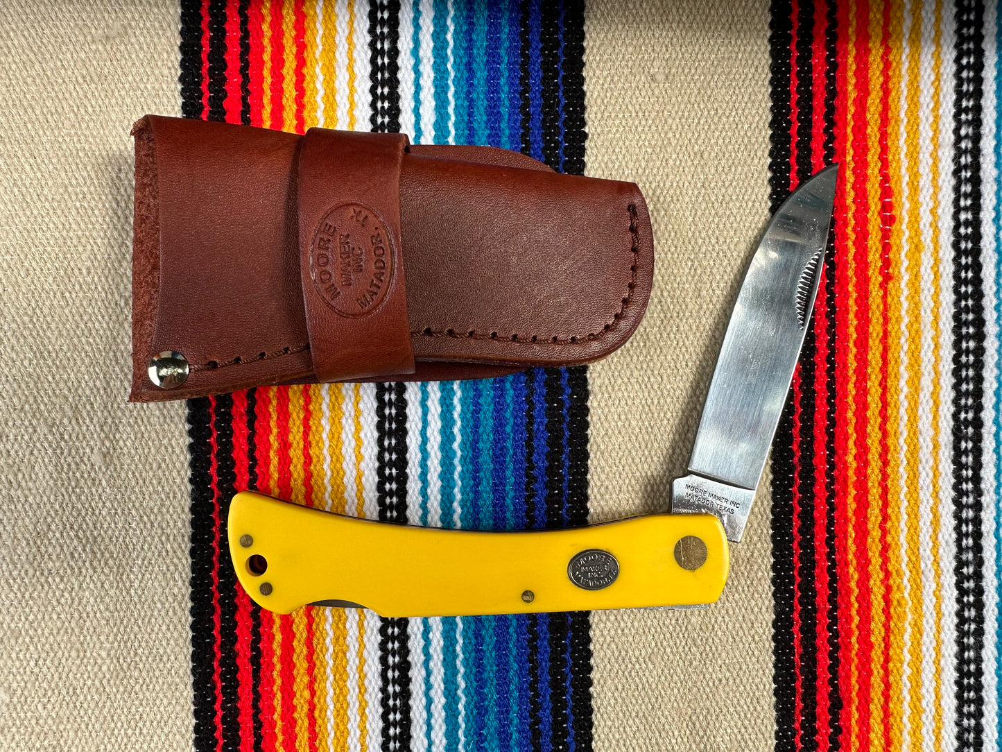 Moore Maker Knife #3103LBB Sodbuster w/Scabbard (Yellow)