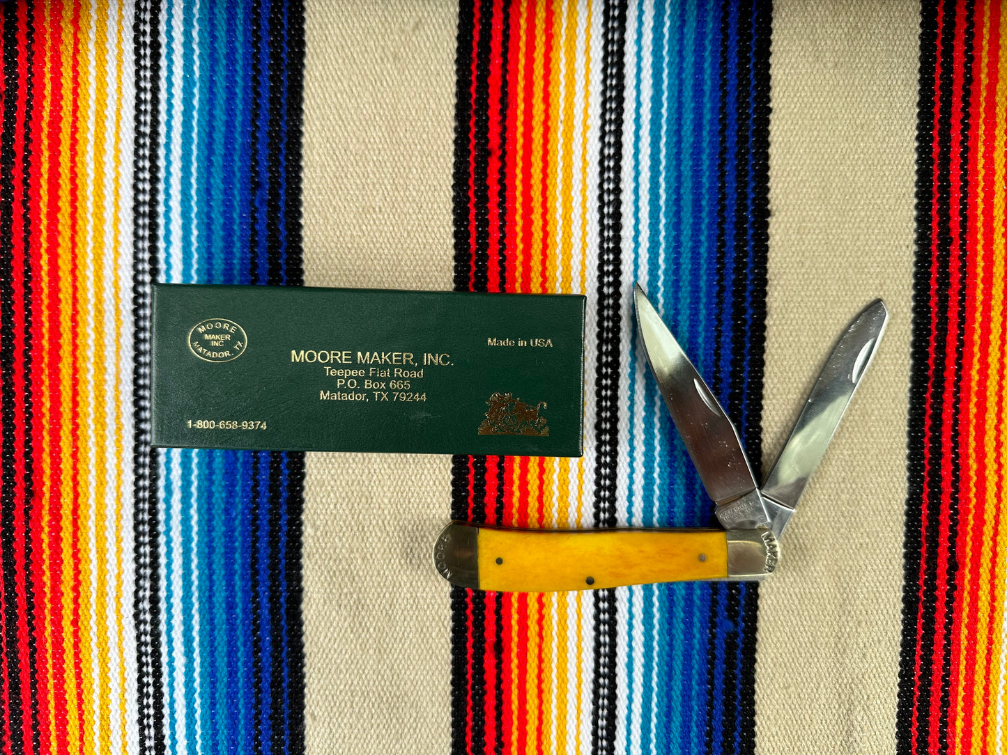Moore Maker Knife #5202EB Yellow Bone Handled Trapper