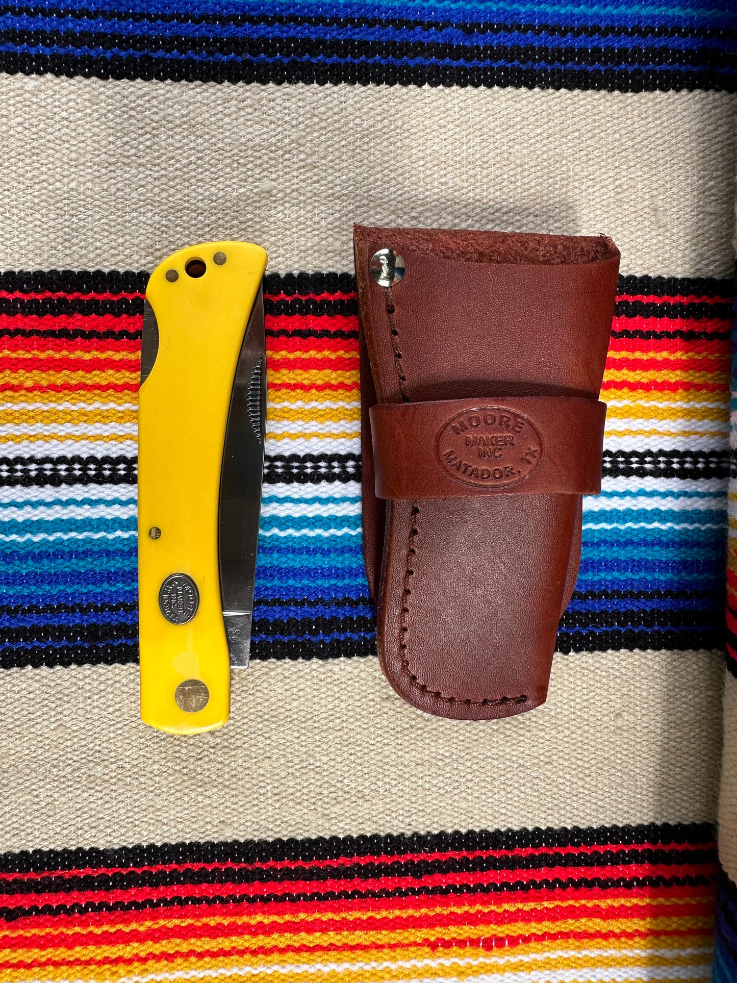 Moore Maker Knife #3103LBB Sodbuster w/Scabbard (Yellow)