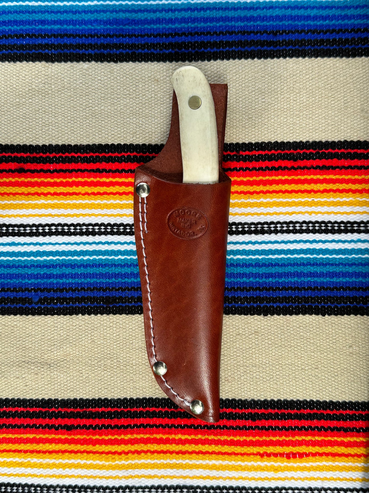 Moore Maker Knife #5100UDP White Bone Handle w/Scabbard