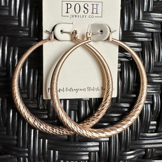 POSH Gold Hoop Earrings with Texture