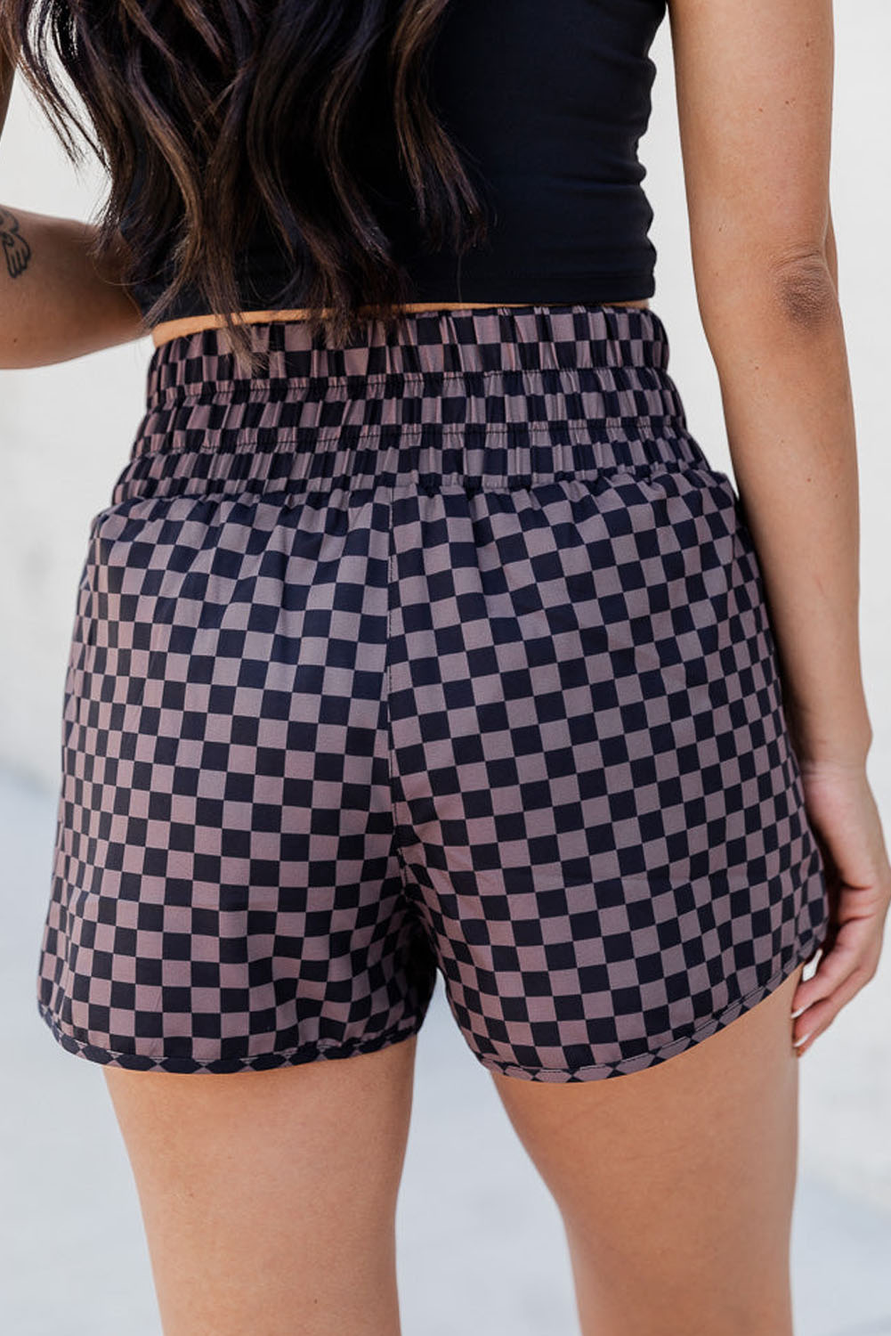 Brown Checkered Athletic Shorts