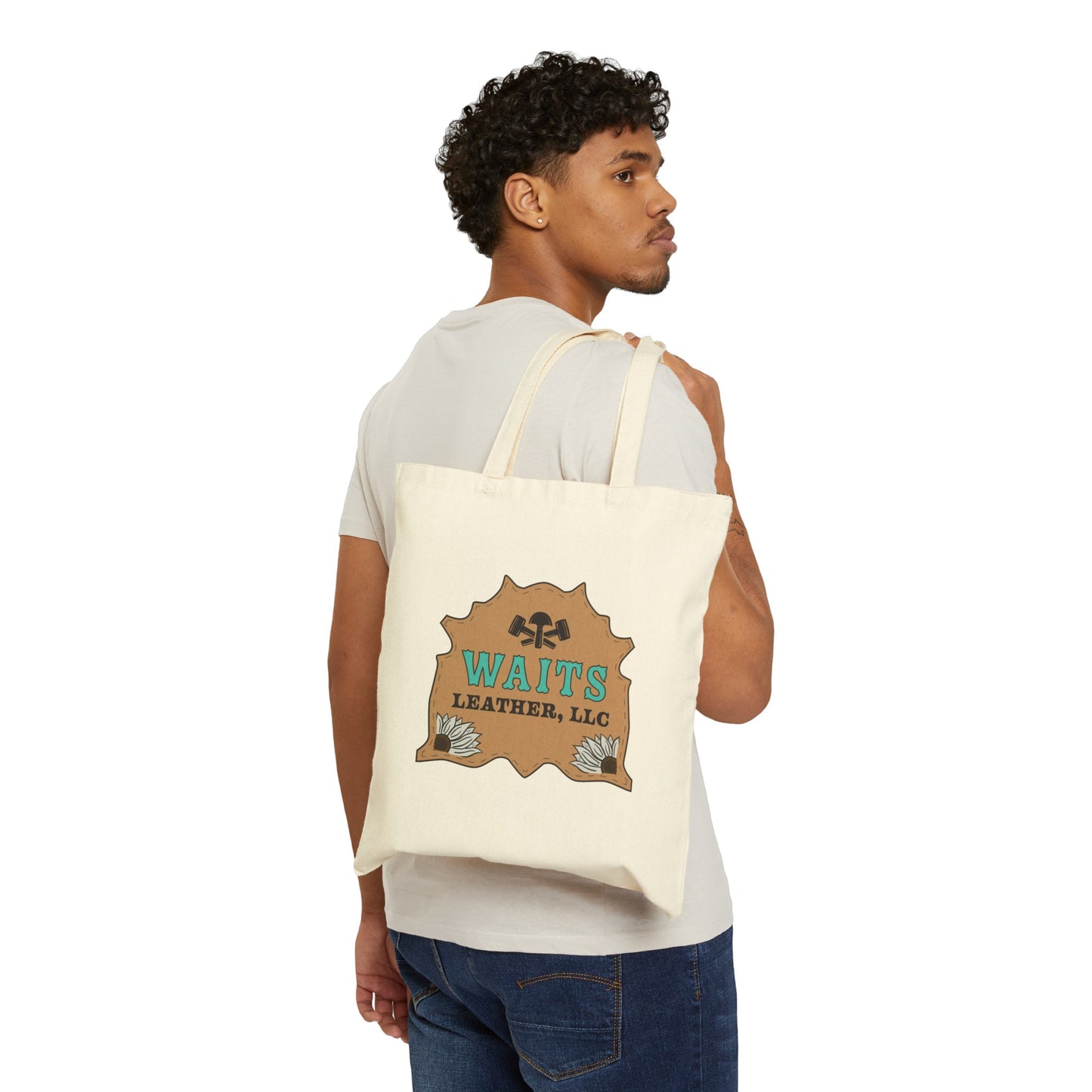 Waits Leather Cotton Canvas Tote Bag