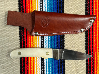 Moore Maker Knife #5100UDP White Bone Handle w/Scabbard