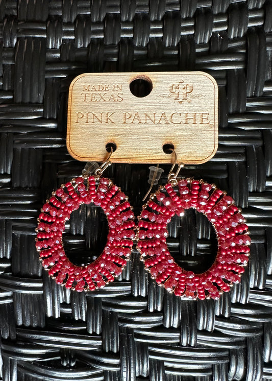 Pink Panache Red Beaded Earrings