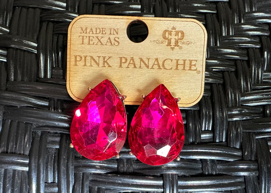 Pink Panache Large Pink Teardrop Studs