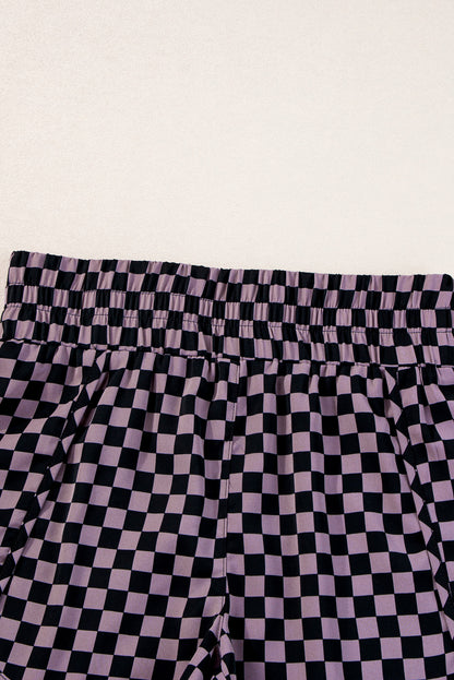 Brown Checkered Athletic Shorts